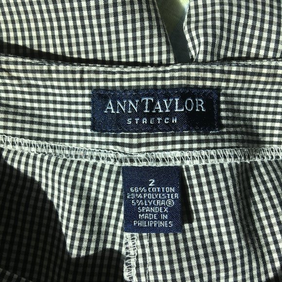 ann taylor cropped mini gingham pants - black/white - size 2 - Picture 3 of 5
